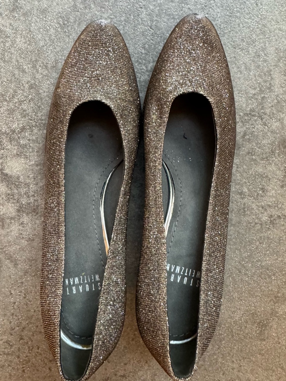 Stuart Weitzman Bronze & Silver Glitter Heels Size 8